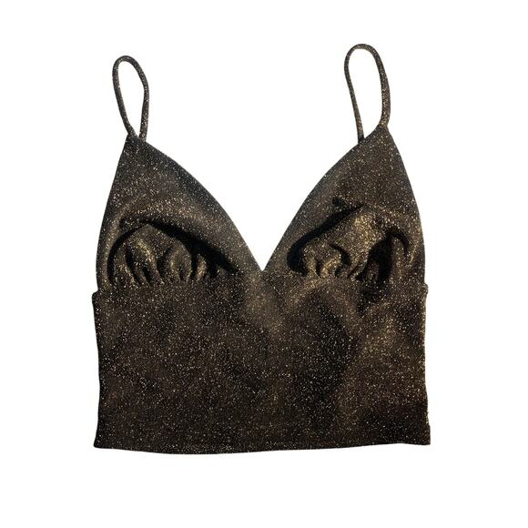 New Urban Outfitters  Gold Sparkle  V Neck Top size XS - Picture 1 of 7